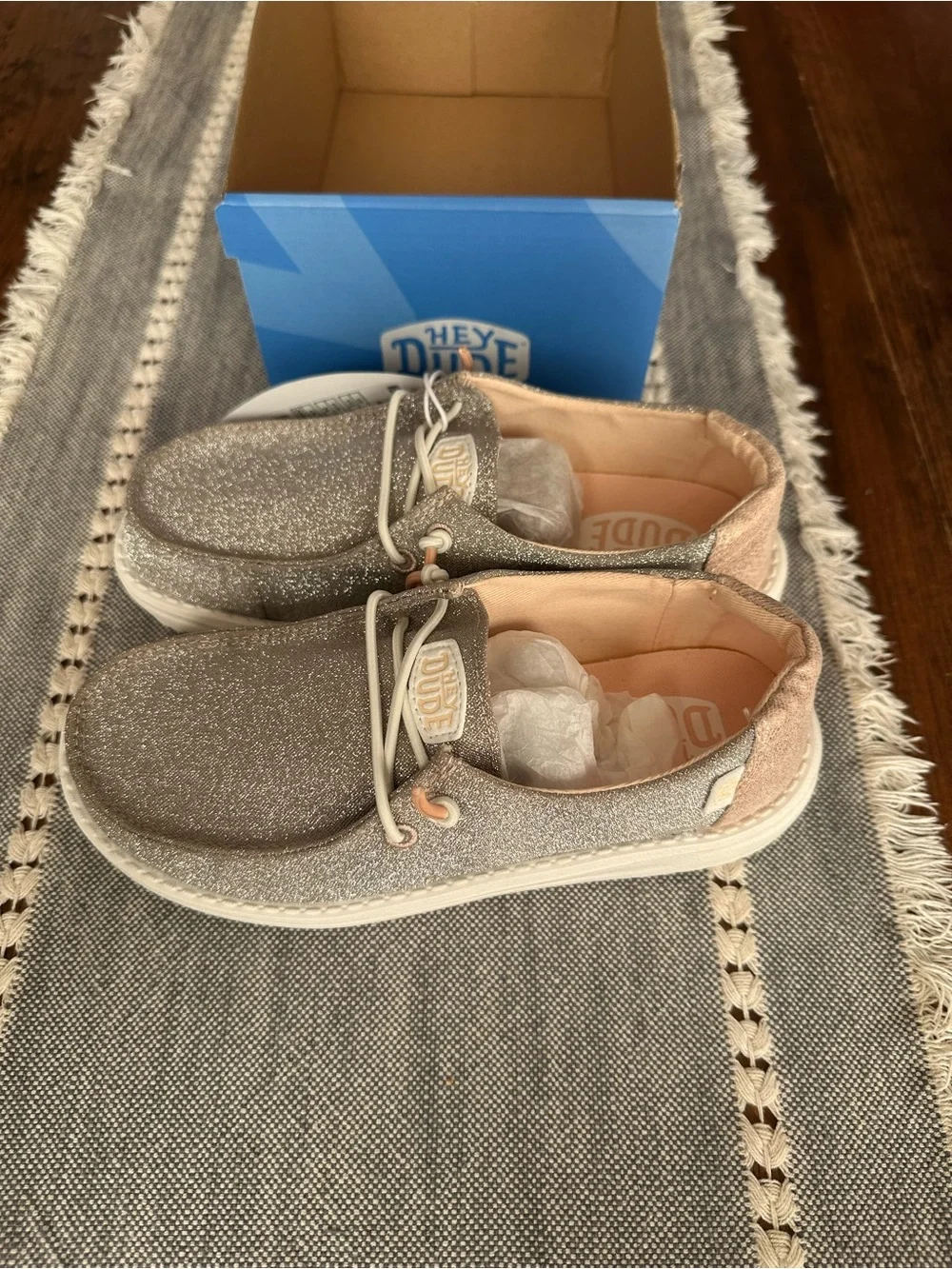 Shoes Kids Glitter Slip-On – Silver and Pink